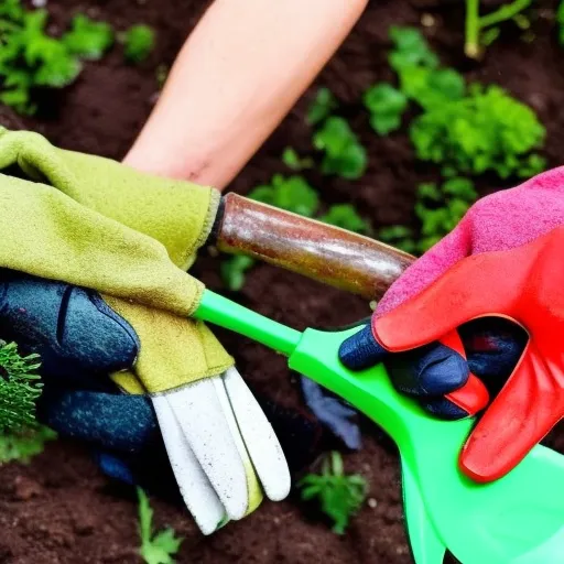 

This image shows a person wearing gardening gloves and holding a garden tool in one hand while using a cloth to wipe the tool clean with the other. The image illustrates the article's tips for efficiently cleaning and organizing gardening tools, demonstrating the importance of