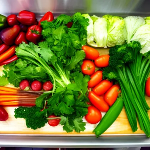 

This image shows a variety of fresh vegetables and herbs, including tomatoes, carrots, peppers, and parsley, arranged in a colorful display. The vibrant colors of the vegetables and herbs represent the health benefits they provide, such as vitamins, minerals