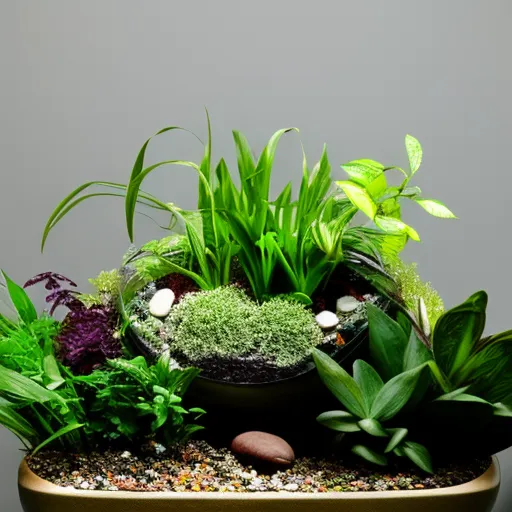 

This image shows a beautiful terrarium filled with lush green plants and colorful stones. It is a perfect example of the many benefits of terrariums as eco-friendly and personal gifts. They are easy to maintain, require minimal care, and