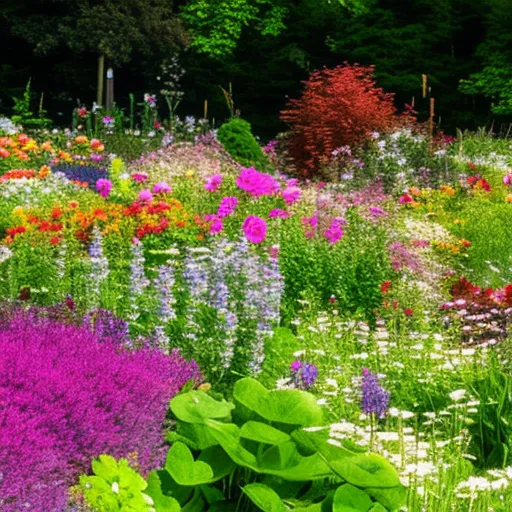 

The image shows a garden filled with a variety of colorful perennial plants, including daisies, roses, and lavender. The vibrant colors of the plants create a stunning display that will bring life and beauty to any garden throughout the year.