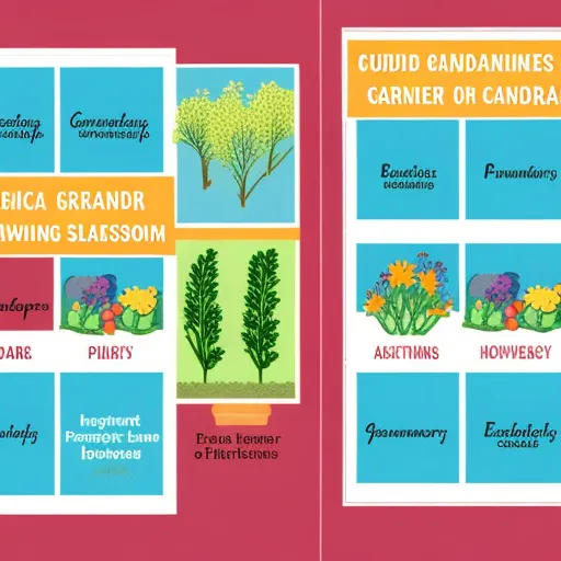 

This image shows a calendar with four boxes, each representing a season. Each box is filled with illustrations of gardening activities such as planting, pruning, and harvesting. The calendar is a helpful guide to help gardeners plan and prepare their garden