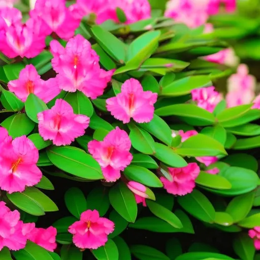 

This image shows a vibrant pink rhododendron bush in full bloom, with lush green foliage and bright pink flowers. The image illustrates the beauty of rhododendrons and the importance of planting and caring for them correctly to ensure