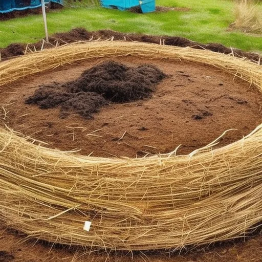 

An image of a garden bed covered with a layer of straw mulch to protect the plants from the cold winter weather. The straw helps to insulate the soil and keep the plants warm.